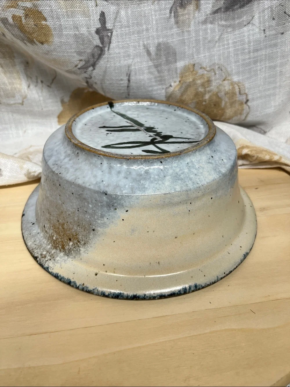 Handmade John Shedd American Ceramic Serving Bowl in Cream and Blue